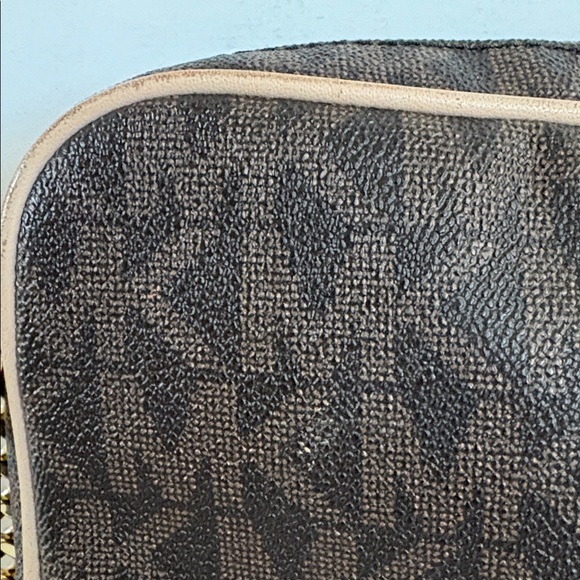 Michael Kors crossbody bag signature brown logo print canvas chain trimmed strap - Picture 3 of 16